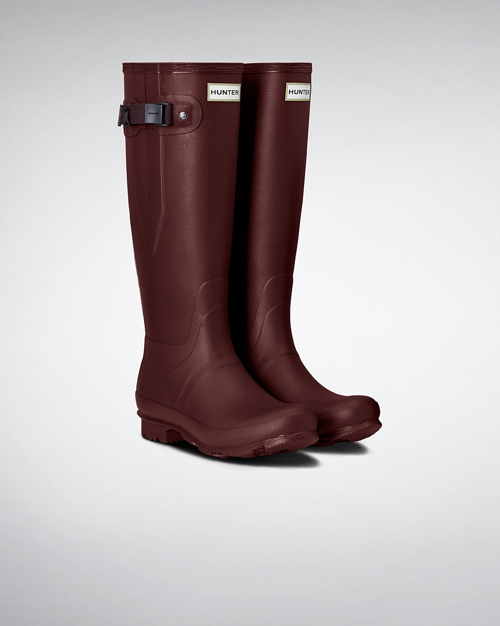 Women Hunter Norris Field Side Adjustable | Tall Rain Boots Purple Red | NZ-73295-MBNQ